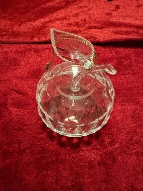 Faceted Apple Trinket ornament to hide gifts inside with Decorative Leaf vintage